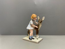 Goldscheider Keramik Figur Mädchen mit Reh Kitz Bambi Modell 7565 1.Wahl um 1940