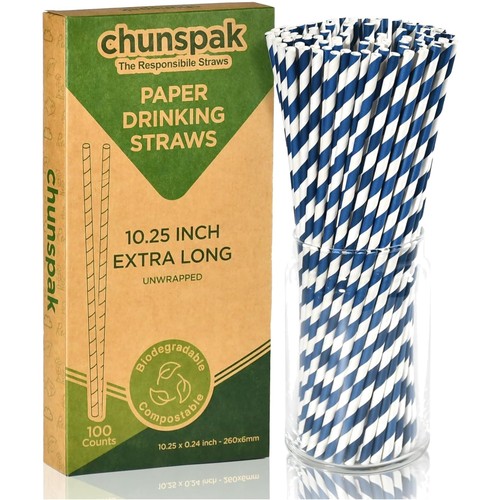 Papier trinkhalme blau - trinkhalme, 26cm