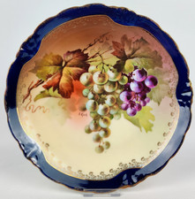 Antiker Prunkteller Jaeger & Co Malmaison – Obstdekor, Porzellan um 1900, A.Koch