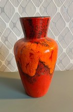 SCHEURICH Keramik Fat Lava Vase orange rot Vintage Model Nr. 523/18 W.Germany
