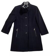 Gerry Weber Edition Damen Winter Mantel Kaschmir Gr 40 M L Dunkel Blau Pelz Fell