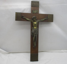 Jesus am Kreuz Jesus aus Messing Messingbesatz an Kreuzenden