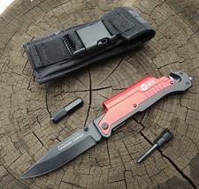 K25/RUI Rettungsmesser Messer Gurtschneider Taschenlampe Feuerstarter Etui 