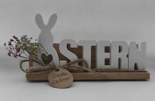 Ostern Set Deko Osterhase Klötzchen Holz Jute Geschenkset Tischdeko Trockenblume