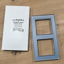 Jung Glasrahmen 2-fach, Blau/Grau, AC 582 GL BLGR, IP2X, Abdeckrahmen