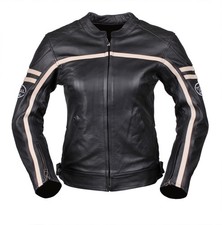 tschul damen motorrad jacke 635 schwarz mit streifen echt leder