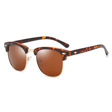 Sonnenbrille Vintage Retro Brille Damen Herren Unisex Braun Leopard 10556