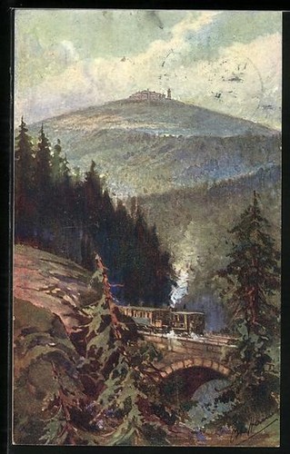 Künstler brockenhotel mit - künstler-ak,