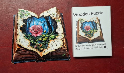 Puzzle holz wooden - holz, rose