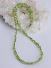Natur Peridot Kette edelsteinkette Oval Grün Collier 925 Silberkarabiner ca 45cm