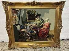 Bild HANDGESTICKT Holz Bilder - Rahmen Alt Gold Blattgold Barock 67x58cm Bild