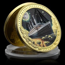 MEDAILLE - SCHIFF RMS TITANIC 1912 - GOLD / VERGOLDET - KOLORIERT - SEHR SELTEN