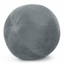 Kugelkissen Zierkissen Rund 24 cm Sofakissen Elegant Velours Farbe silber Kissen