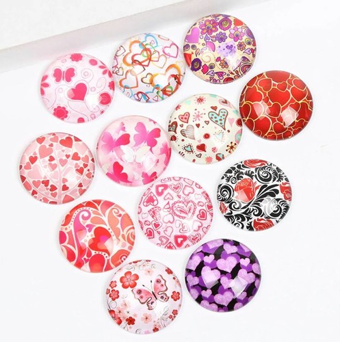 12x glas cabochons - glas,