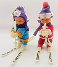 2 x Vintage Skifahrer-Puppen -