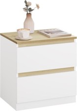 Nachttisch mit 2 Schubladen Nachtschrank Nachtkästchen mit vertikalen stn08ws