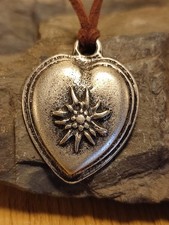 Oktoberfest Trachten Halskette Herz Edelweiß am 60 Cm Band Dirndl Blickfang :)