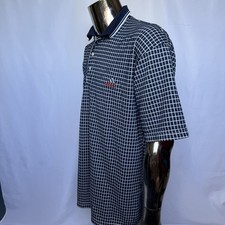 Adidas Polo  Shirt – Navy Check Pattern – frühe 00er Jahre - Größe L