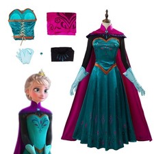 Frozen Elsa Königin Cosplay Kostüm Outfits Damen Kleid Halloween Karneval Anzug