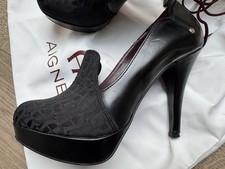 AIGNER Plateau Pumps High Heels Gr. 39 / UK6 In Schwarz Mit Roter Sohle - Leder