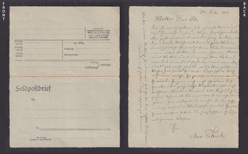 Wwi german feldpost - wwi, 1916