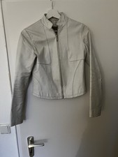 Cropped Lederjacke Damen Weiß