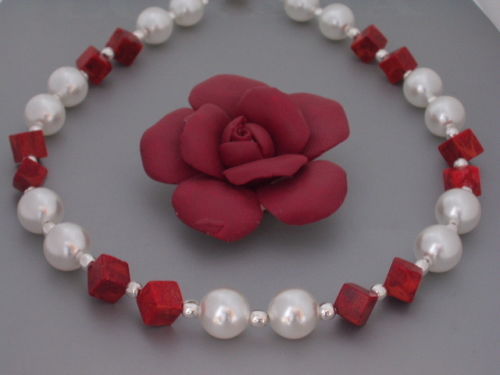 Korallen perlen kette - perlen, collier