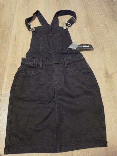 Jeanskleid latzrock schwarz - jeanskleid,