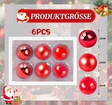 6stk Weihnachtskugeln Glas 10cm groß Christbaumkugeln Weihnachtsbaumschmuck DE