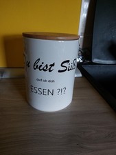 Keksdose, Keramik, weiß mit Holzdeckel