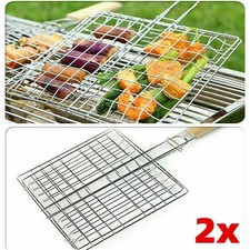 Edelstahl BBQ Grillguthalter Grillhalter Grillgut Fleisch Fisch Gemüse-Grillkorb