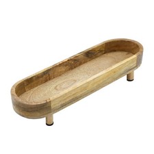 Mango Servier Schale oval natur - 40 x 13 cm - Holz Deko Kerzen Obst Tablett