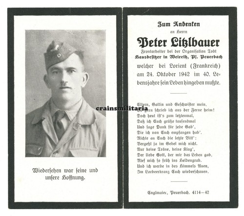 Orig sterbebild todt - sterbebild,