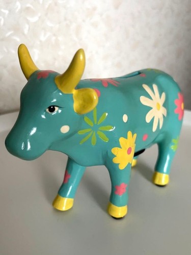 Keramik kuh sparschwein blau - keramik,
