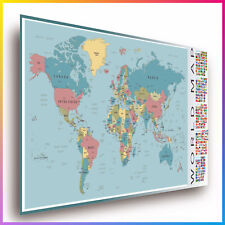 Politische Weltkarte Poster mi Fahnen XL Karte Länder-Flaggen Landkarte 100x44cm