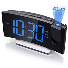 LED FM Radiowecker mit Projektion Digital Funkuhr Dimmbar Tischuhr Alarm USB NEU