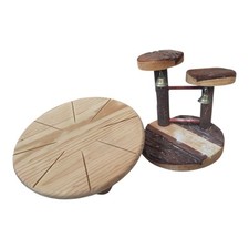 Holz Spielset für Kleintiere: Rennrad & Kletterturm mit Glocken naturbelassen