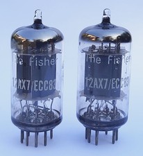 2x ECC83 , 12AX7 , Telefunken , The Fisher ,  Smooth Plates  , tested
