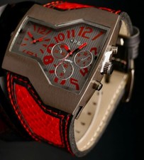 Dual Timer Herrenuhr Braun Rot