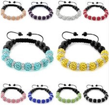 Unisex Shamballa Armband Armbänder Armreif Glitzer Schmuck Bead 10 mm AB05