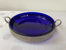 Tchibo Schale Kobalt-blau Glasschale im Metallrahmen, 60er Jahre, Sammler, RAR