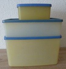 3 Stück - Tupperware - Gefrierdosen - blaue Deckel - 2,8L - 1,3L - 0,4L