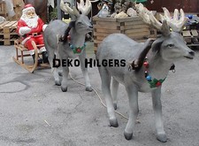Weihnachtsmann Schlitten 2 X Rentier Figur Lebensgroß Weihnachten Gartenfigur