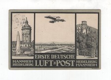 1912 Dt.Reich Sonderkarte Erste Deutsche Luftpost Mannheim-Heidelberg mit SST