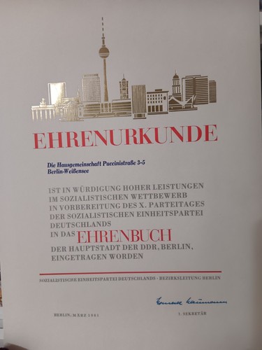 Ehrenurkunde ddr ost - ehrenurkunde,