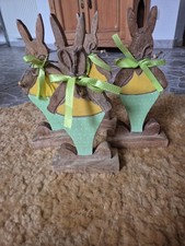 osterhasen figuren Mangoholz Hasen Ostern Deko Frühling 