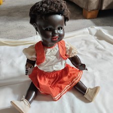 alte Puppe, K & W, dunkelhäutig, ca. 47 cm groß
