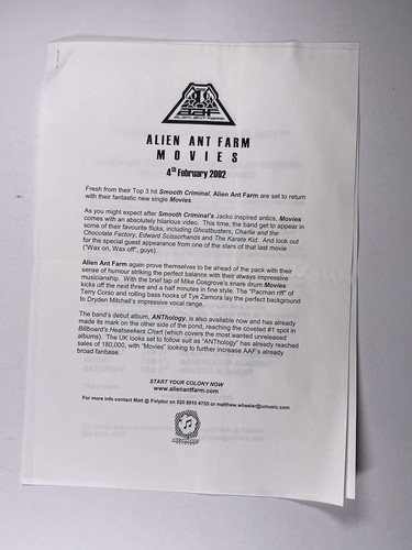 Alien ant farm press release - alien,