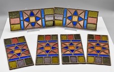 6 x antike Bleiglasfenster