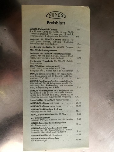 Minox preisblatt - minox, preisblatt.-